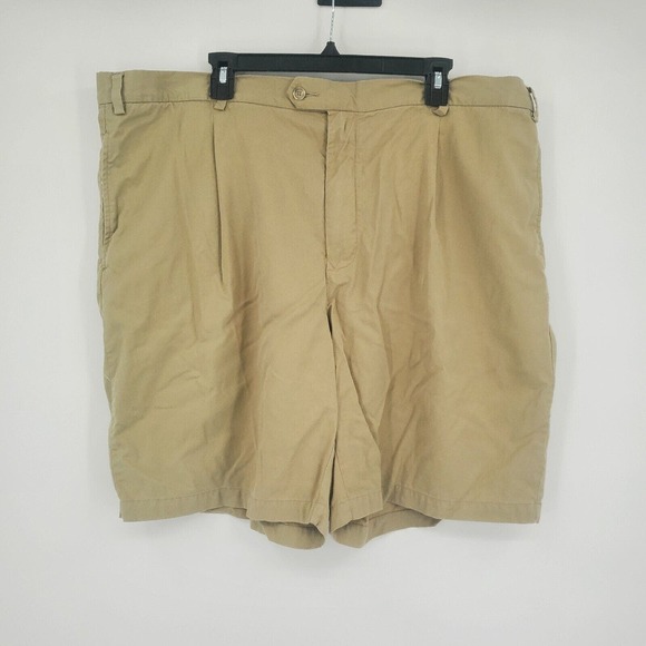 Tommy Bahama Shorts Men's Size 44 Pleated Pockets Tan Twill Tencel Blend‎ - Picture 1 of 9